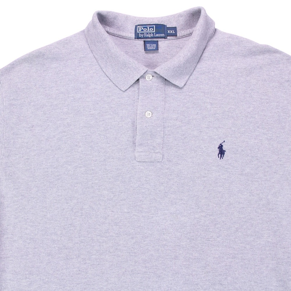 Vintage Polo Ralph Lauren Mens 2XL‎ Gray Solid Pique Polo Shirt 100% Cotton - Picture 3 of 9